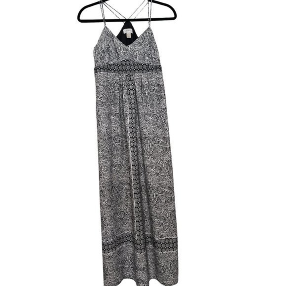 LOFT PETITE Black & White Printed Maxidress